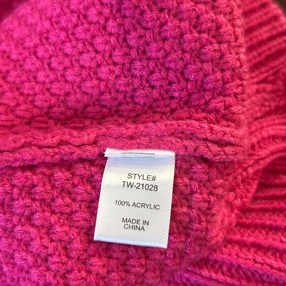 Zenana‎ Sweater Womens L Pink Chunky Cable Knit Pullover Sweater Crew Neck - Picture 10 of 11